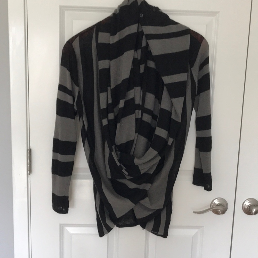 Striped cardigan with infinity scarf built in!
